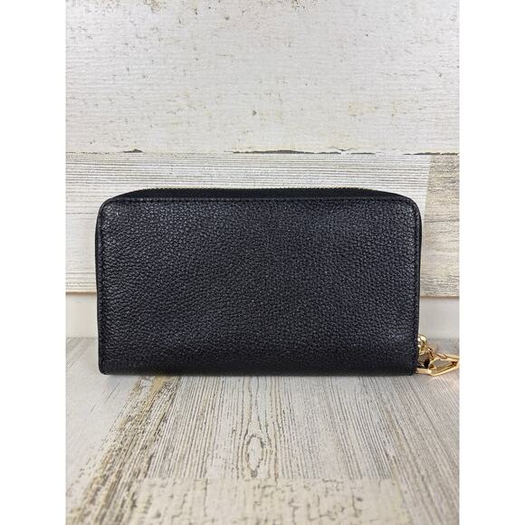Michael Kors Women’s Large Black Pebbled Leather Smartphone Wristlet Wallet Zip - Picture 2 of 7